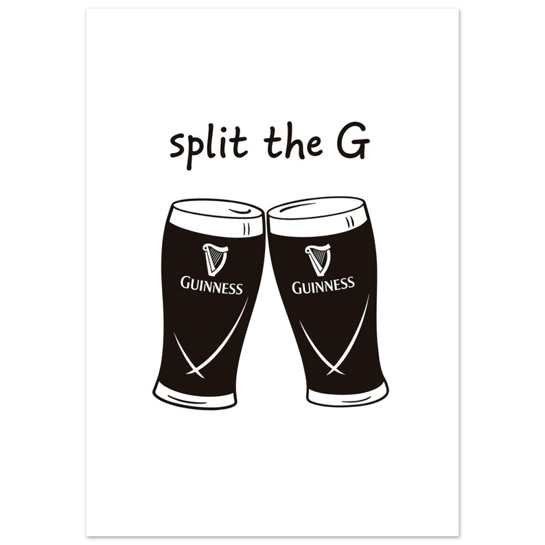 Split The G Typography Poster | Minimalist Guinness Inspired Wall Art | Modern Pub Decor image 9