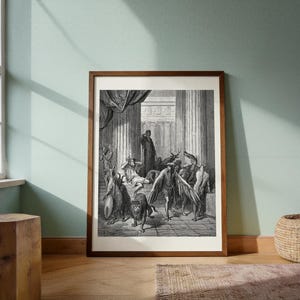 Grabado de Ulises y sus compañeros / Reimpresión de la Odisea de Gustave Doré / Arte mitológico antiguo / Antiguos maestros