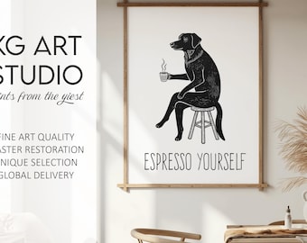 Boho Labrador Retriever Poster | Labrador Wall Art | Minimalist Dog Coffee Art – Espresso Yourself