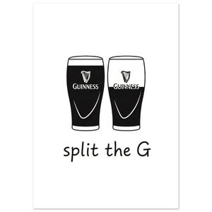 Split The G Guinness Print | Minimalist Black & White Irish Pub Wall Art | Modern Beer Poster image 9