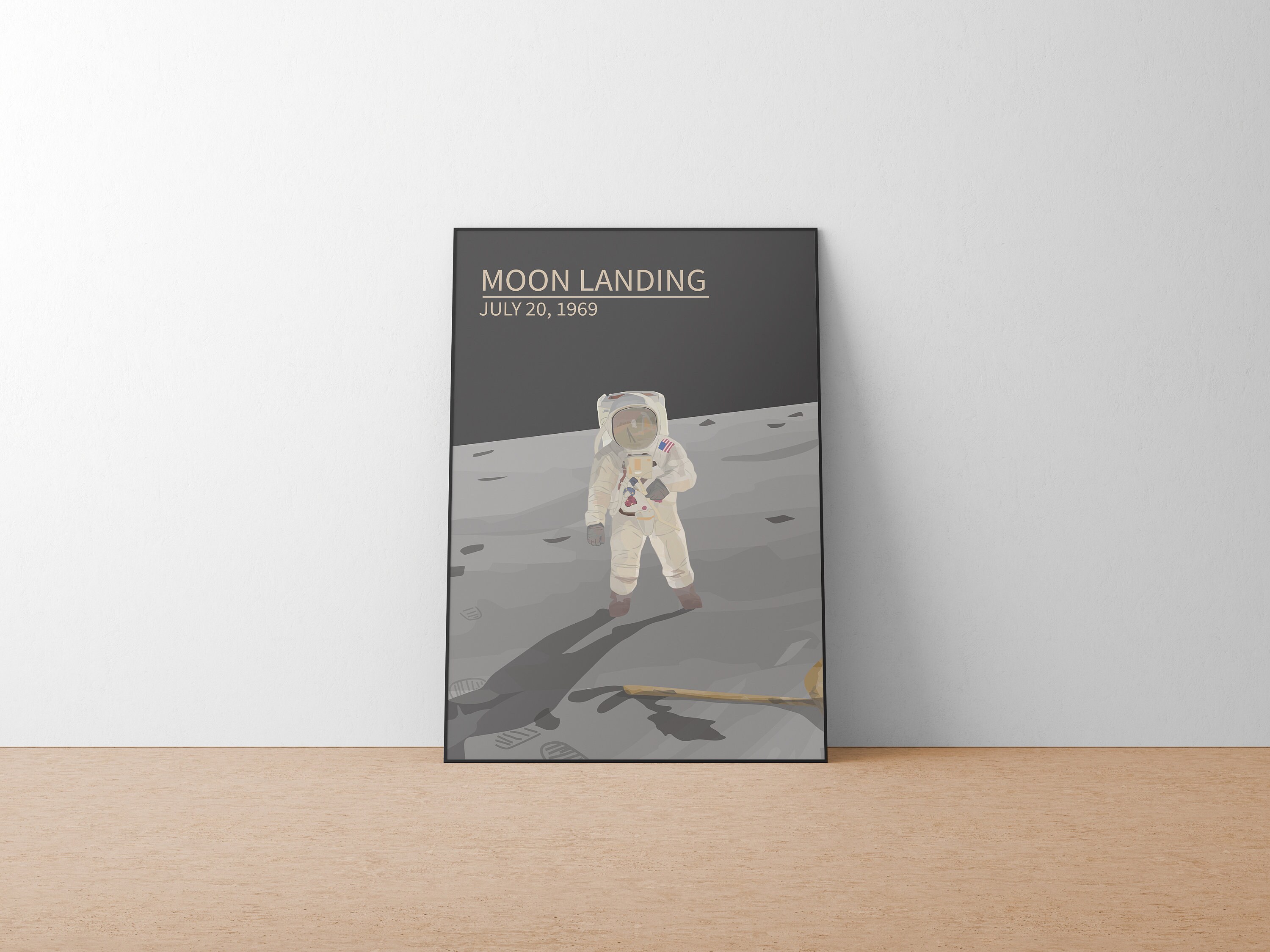 Moon Landing 1969 - Minimalist Illustration - History Art Pictures