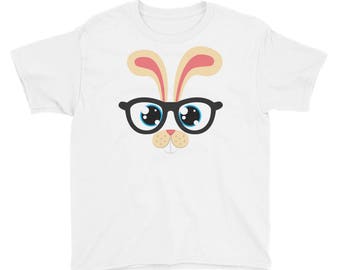 Nerd Easter Rabbit Shirt, Boys Girls Easter Gift, Hipster Bunny Shirt, Easter Bunny Shirt, Egg Hunter Gift, Happy Easter Sunday Youth TShirt