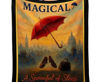 Mary Poppins Fleece Throw |  London Skyline| Broadway Gift| Practically Magical Spoonful Sugar Musical