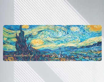 Kitchen Mat – Van Gogh Starry Night Signed | Artistic Home Decor | One Size 48"x17"
