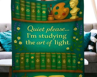 Literary Blanket | Emerald Green Book Lover Throw, Library Decor