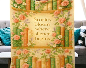 Book Lover Minky Blanket|Floral Reading Throw|Library Gift