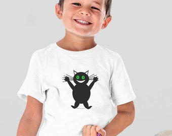 Schwarze Kater, Kinder T-Shirt Unisex mit Öko Baumwolle; personalisierbar