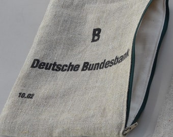 Utensilien Navigation Stifte, E-Bookreader, Kopfhörertasche, Deutsche Bundesbank Geldsack C, Upcycling ,Vintagentage, personalisiert möglich