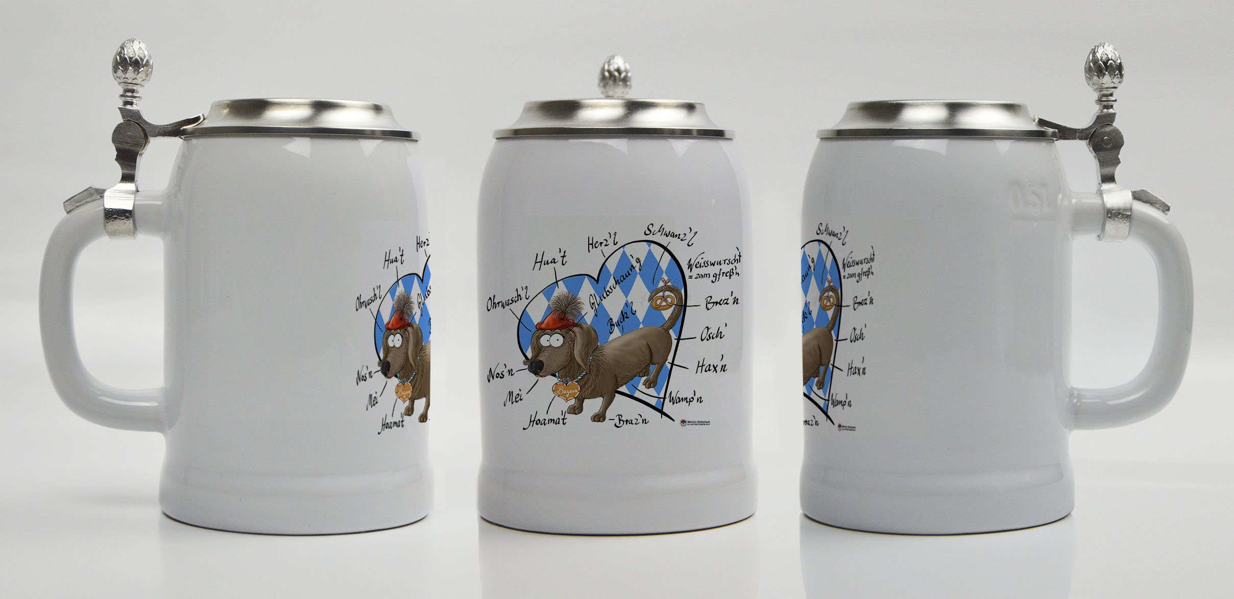 Wasti With Heart, Beer Mug With Tin Lid, Bavaria, Oktoberfest, Bachelor