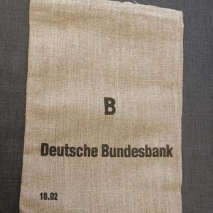 Sacchetto porta soldi originale nelle misure B/C. Senza tessuto interno. Deutsche Bundesbank, Riciclo creativo, Personalizzato, Look vintage