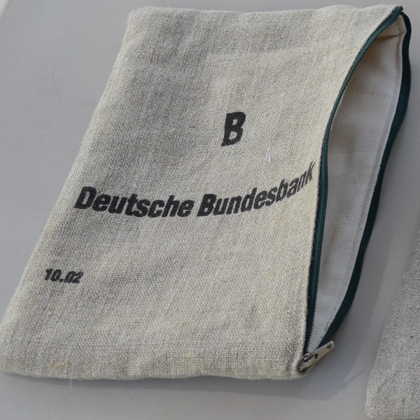 Utensiliensack, Geldsack Personalisiert auf Anfrage, Deutsche Bundesbank, Upcycling, Stiftetasche, Navisack, Handyzubehör, Größe C, Utensil.