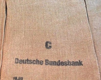 Original Geldsack der Größe C. ohne Innenstoff. Deutsche Bundesbank, Upcycling, Personalisiert, Vinatge Optik