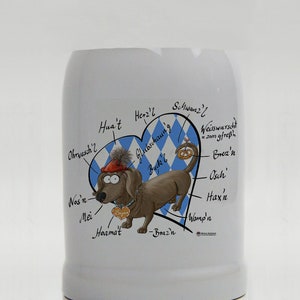 USA, Munich dachshund, sayings, beer mug with and without tin lid, personalizable, Oktoberfest, bachelor, bachelorette party