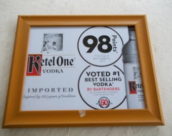 Wood framed Ketel One, voted best vodka advertising