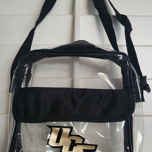 10" UCF, Universityof Florida, Knights, Stadium Approved Clear Bag, Clear tote with zipper closure, Game Day gear, Cross-Body Messenger Bag