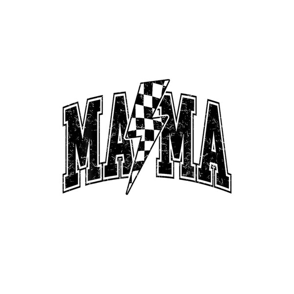 Mama Lightning Bolt Checkered Mother's Day Varsity Png