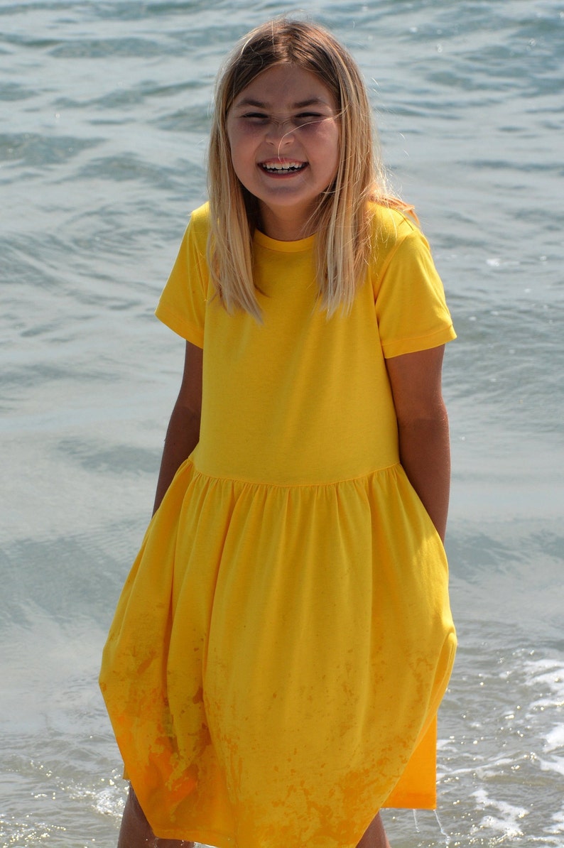 Girls summer dress in yellow Babydoll dress Toddler cotton Etsy
