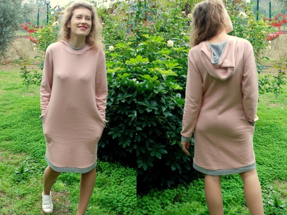 light pink hoodie dress
