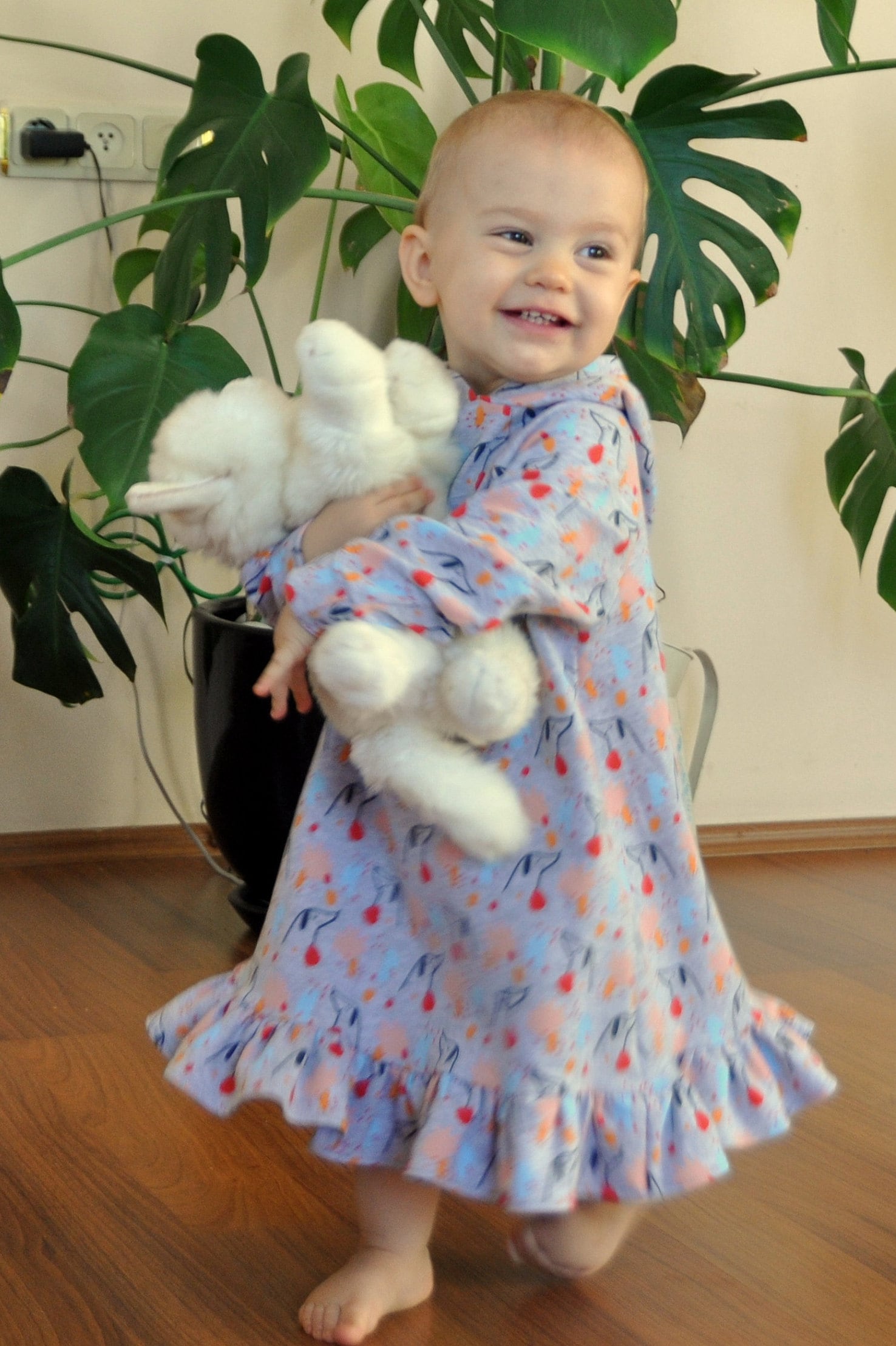 Baby girl dog print hoodie dress in gray Ruffle sweater dress Etsy