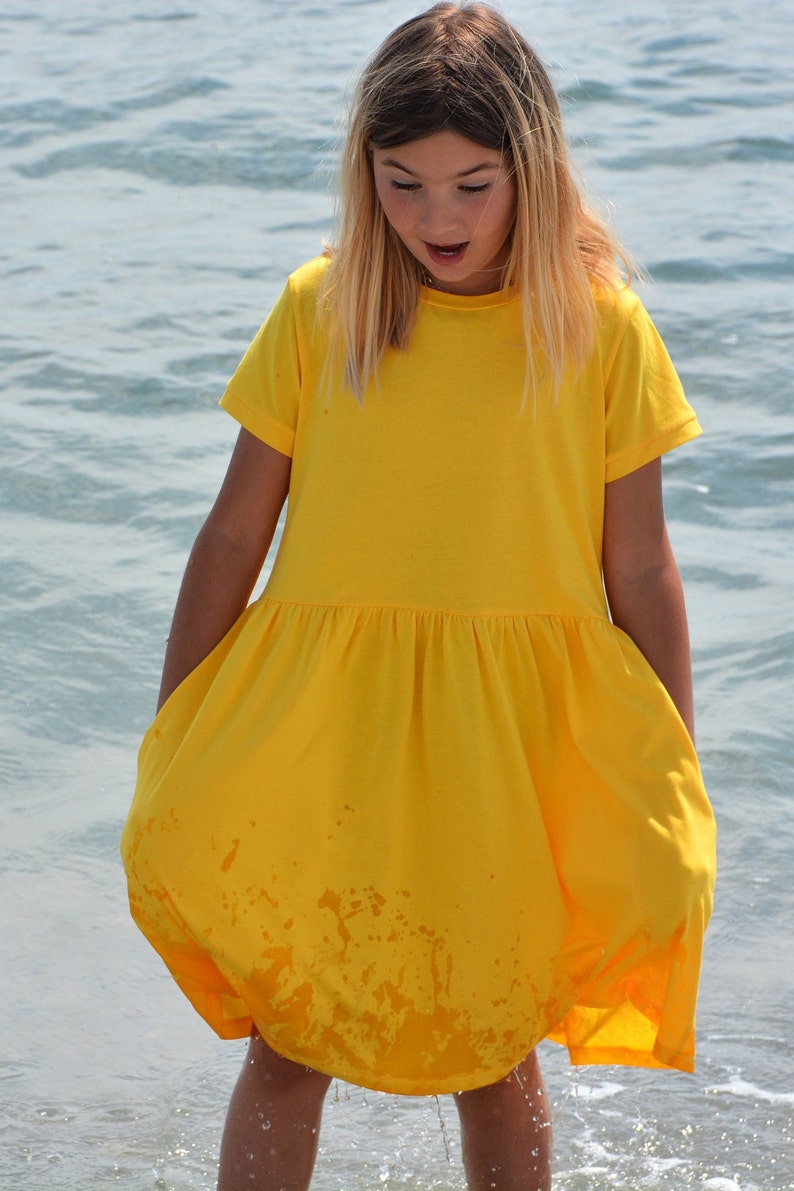 Girls summer dress in yellow Babydoll dress Toddler cotton Etsy