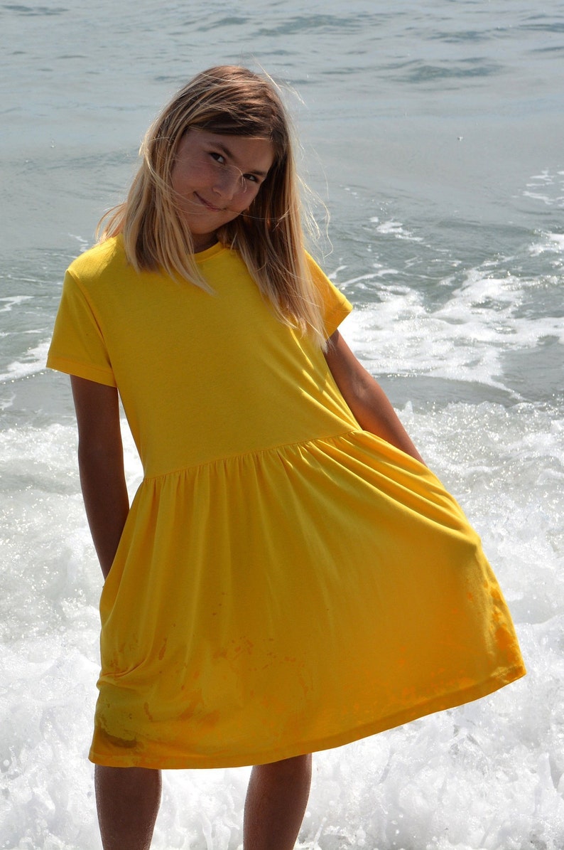 Girls summer dress in yellow Babydoll dress Toddler cotton Etsy