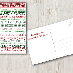 12 días de Navidad en Nueva Inglaterra Postal navideña DESCARGA INSTANTE - Tarjeta imprimible