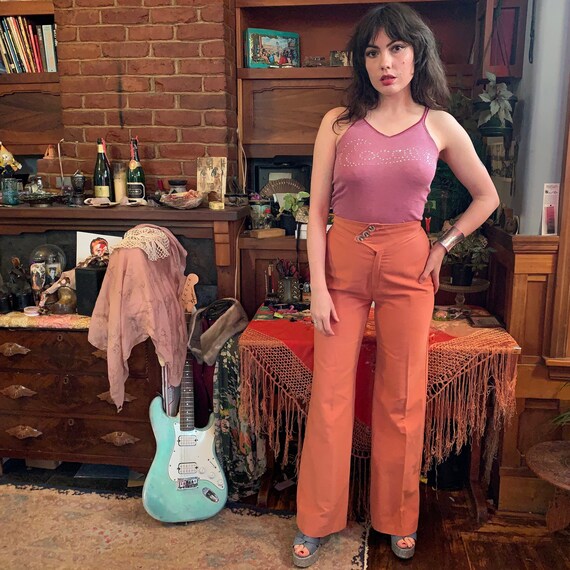 70's CORAL FLARES - high-waisted - soft - small