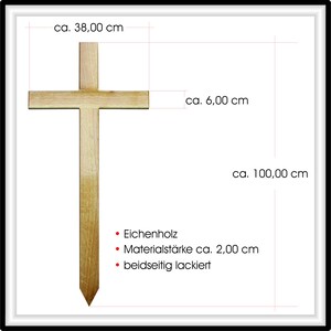 Grave marker/accident cross made of wood "Oak 1" including inscription and protective varnish image 9