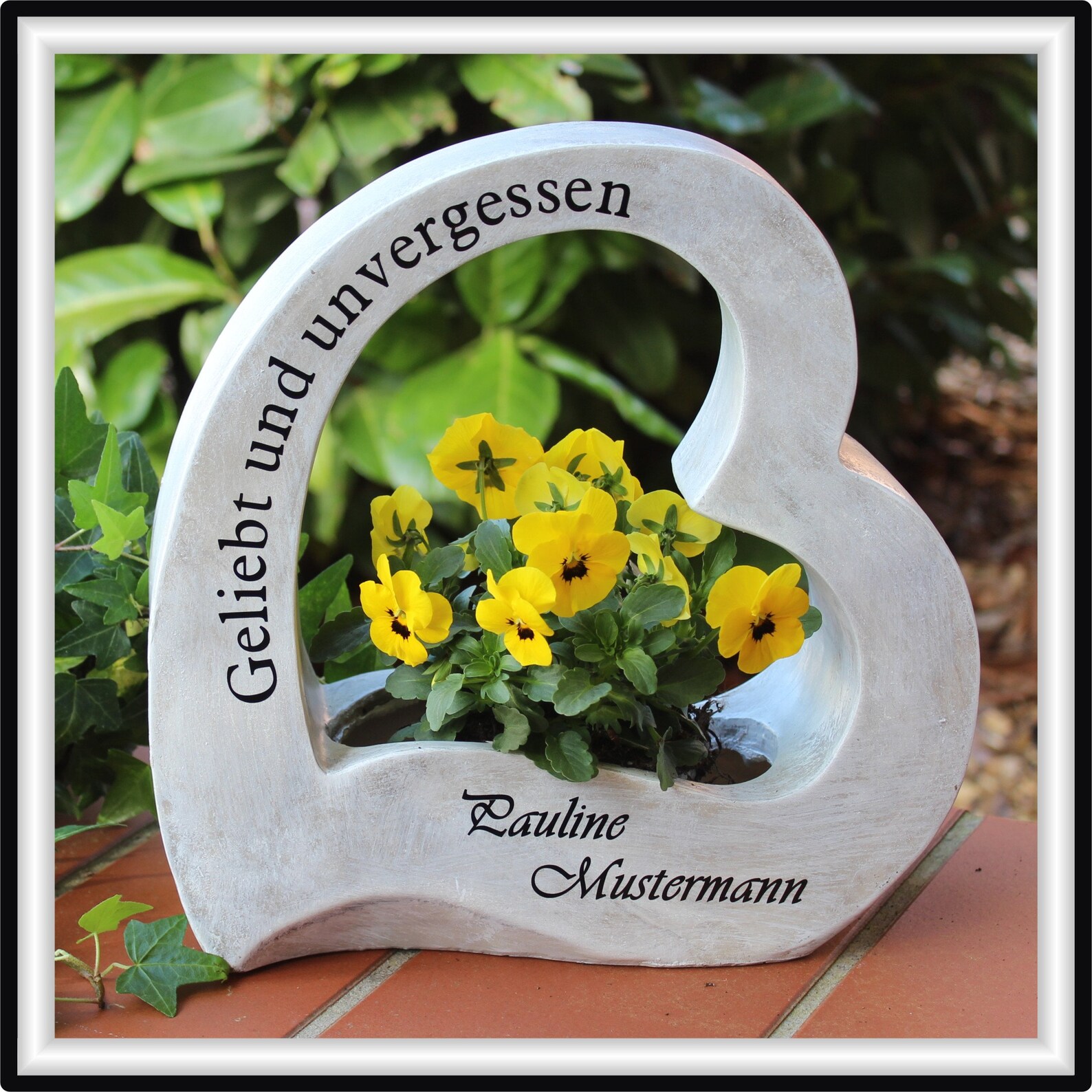 Grabschmuck Herz mit Pflanzzone und Namen Etsy.de