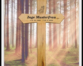 Grabkreuz / Unfallkreuz "Eiche 2" inklusive Beschriftung