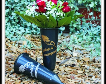 Grave vase, cemetery vase "Tulip-modern" with saying 1