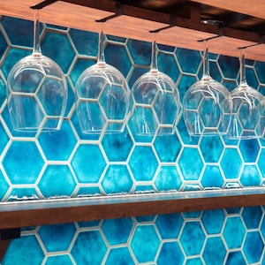 Ceramic Mosaic Tiles for Kitchen Backsplash or Bathroom Wall - Handmade Hexagon Shape in Azure Blue Color - 1m2 (sqm)
