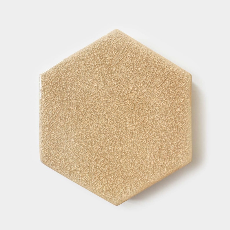 Hexagon Big Ceramic Mosaic Tile Sample Handmade Cappuccino