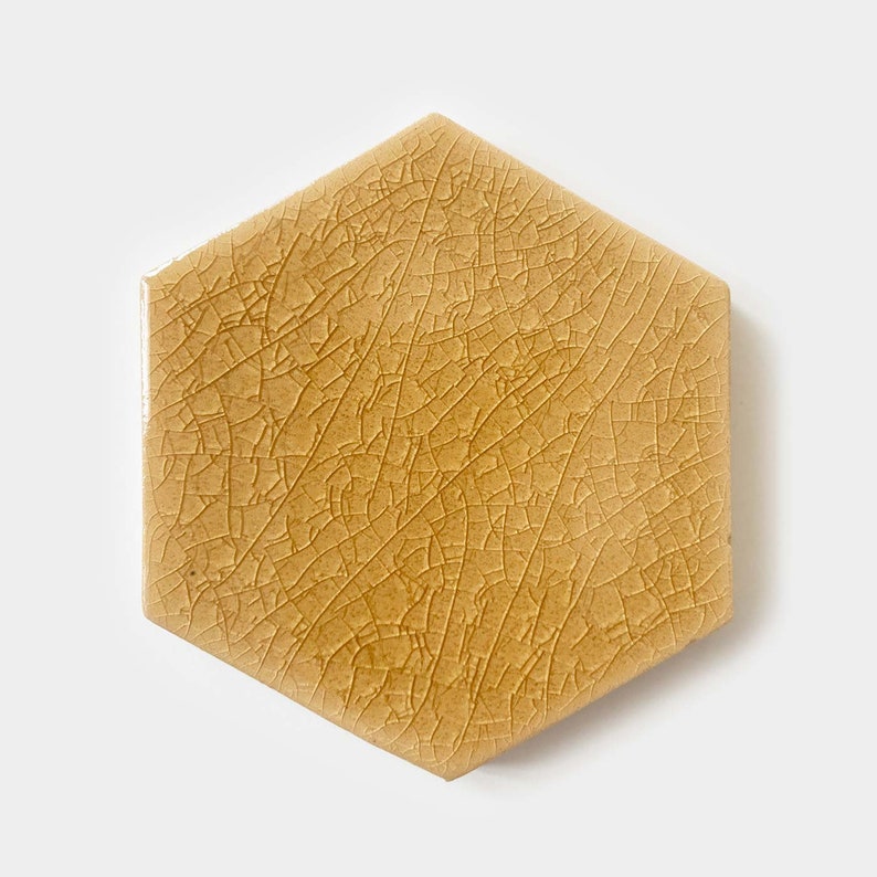 Hexagon Big Ceramic Mosaic Tile Sample Handmade Honey