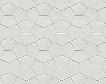 Mosaic Tiles for Kitchen Backsplash or Bathroom Wall - Handmade Pentagon Shape in White Color - 1m2 (sqm)