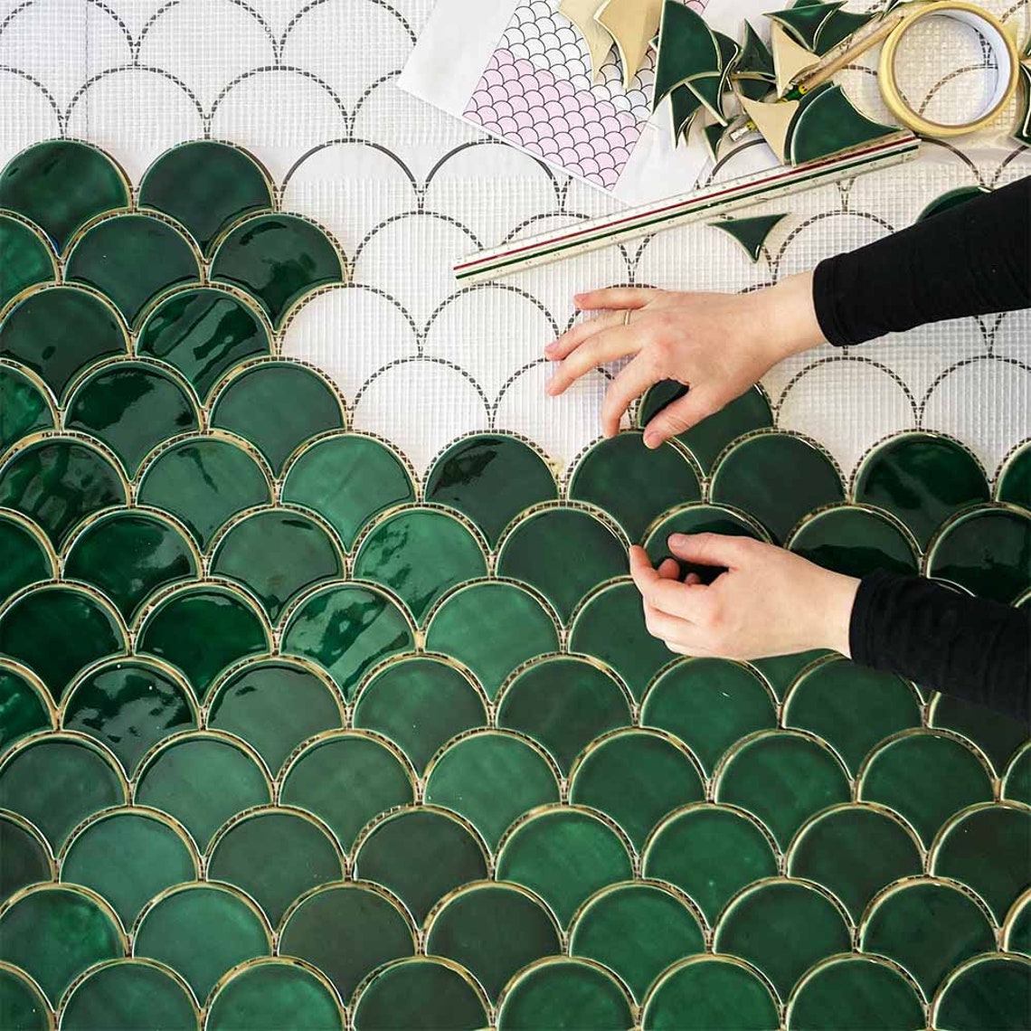 Carrelage Ecaille De Poisson Vert