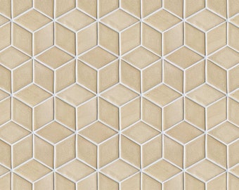 Mosaik handgefertigte Keramikfliesen für Küchenrückwand oder Badezimmerwand - Diamantfliesenform in der Farbe Cappuccino - 1 m2 (qm)