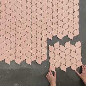 Carrelage céramique rose pastel en forme de feuille, carrelage mural décoratif pour cuisine et salle de bain - 1 m²