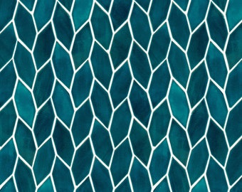 Mosaic Ceramic Tiles for Kitchen Backsplash or Bathroom Wall - Handmade Longed Hexagon Shape in Petrol Color - 1m2 (sqm)