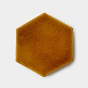 Hexagon Big Ceramic Mosaic Tile Sample Handmade Caramel