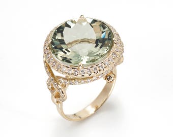 Amazing 14K Gold Amethyst VS Diamonds Ring. Magnificent | Etsy