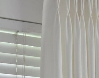 French pleats, inverted pleats , Pinch pleats Linen   Curtain Panel  , white  drape, extra long window treatments, USA FREE SHIPPING