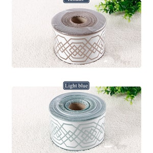 wide Jacquard trim 3 1/2 &quot; by the yard,Curtains  border Trims   Home decor ,craft ribbon,colors Blue,grey,orange,Bordeaux FREE SHIPPING