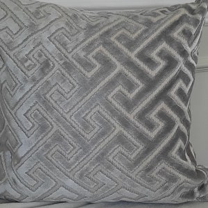 Grey Kravet Couture Greek key pillow cover ,geometric decorative cushion BOTH SIDES, any size