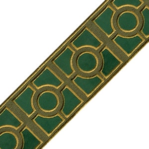 Designer Green circle velvet decorative  jacquard  trim, Drapery pillows  tape 3,5 " ( 8.7  cm ) Home decor  trim by the yard