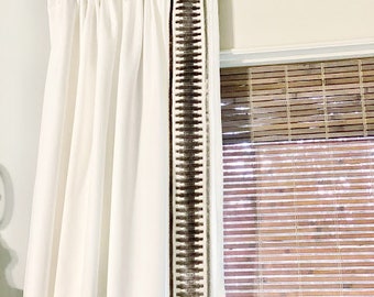 Trimmed Curtain Panel   ,Bedrooms, Living rooms,  Dining Rooms French pleats ,pinch ,goblet Window Treatments FREE SHIPPING