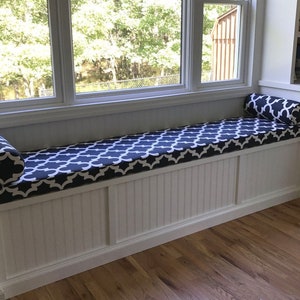 Custom Bench Cushion, Tufted Box Cushions, Floor Cushion, Gray