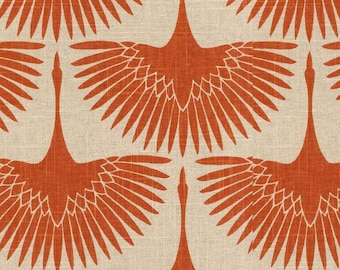 Orange flock  pillow cover in designer fabric  Genevieve Gorder  Flock Circa Tigerlily, BOTH Sides, decorative cushion USA free shipping