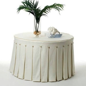 Custom designer Linen  pleated   table skirt ,inverted pleats table skirt, tailored box pleats tablecloth, home decor
