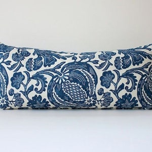 Indigo blue  Decorative cushion  cover ,Floral pillow cover,designer fabric Kaufmann  batik indigo , BOTH SIDES,any size